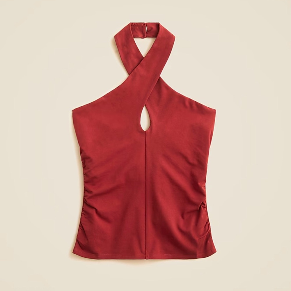 J. Crew stretch cotton Red Halter Blouse